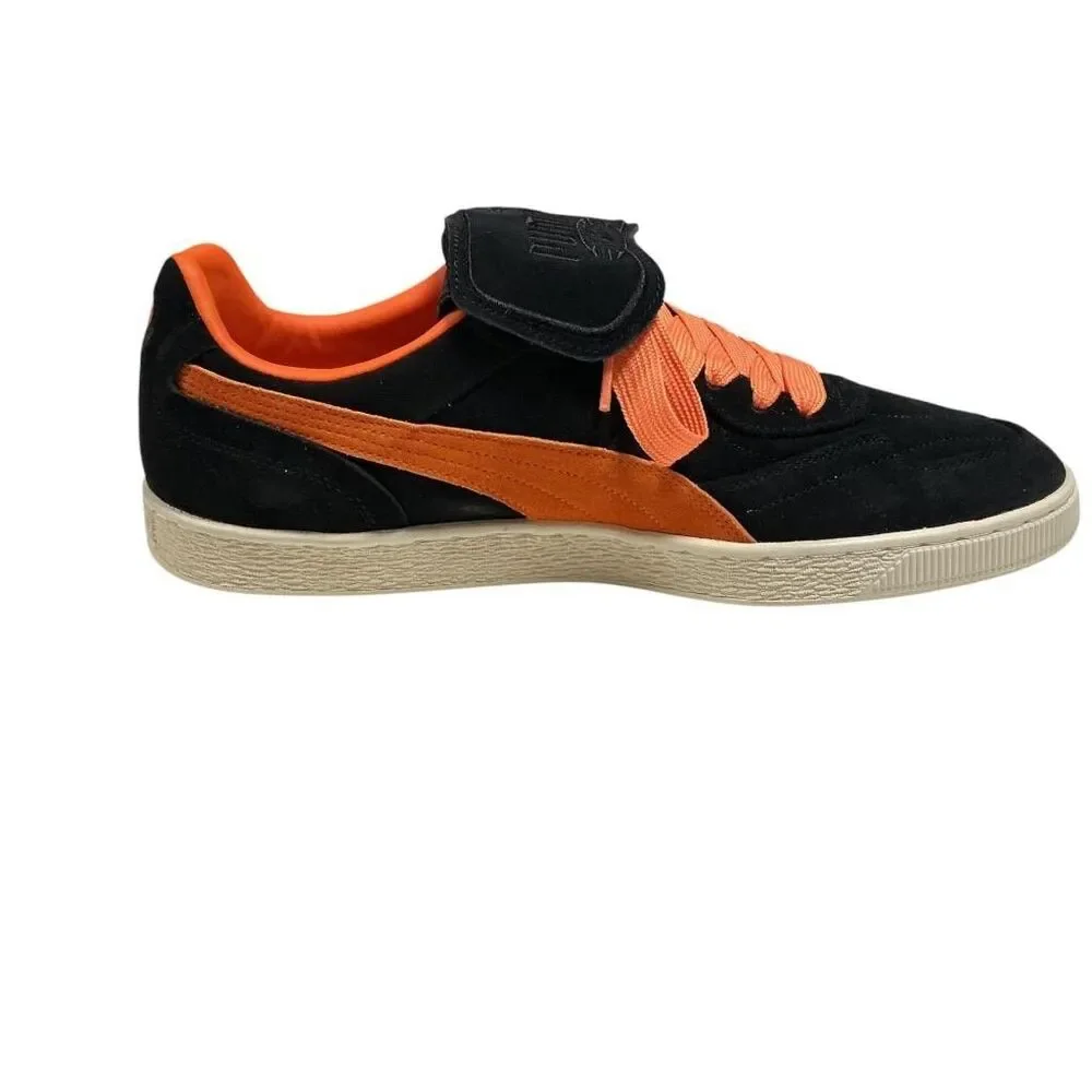 Puma King Suede Sneakers Men 14 Black Orange Fat Laces Casual Skater Shoes NEW